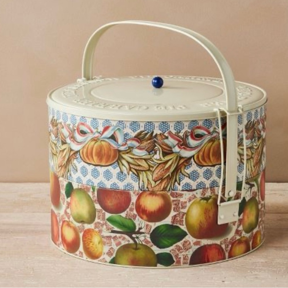 Fall Metal 11" Pie Transporter Fruit & Gourds - John Derian for Target NWT